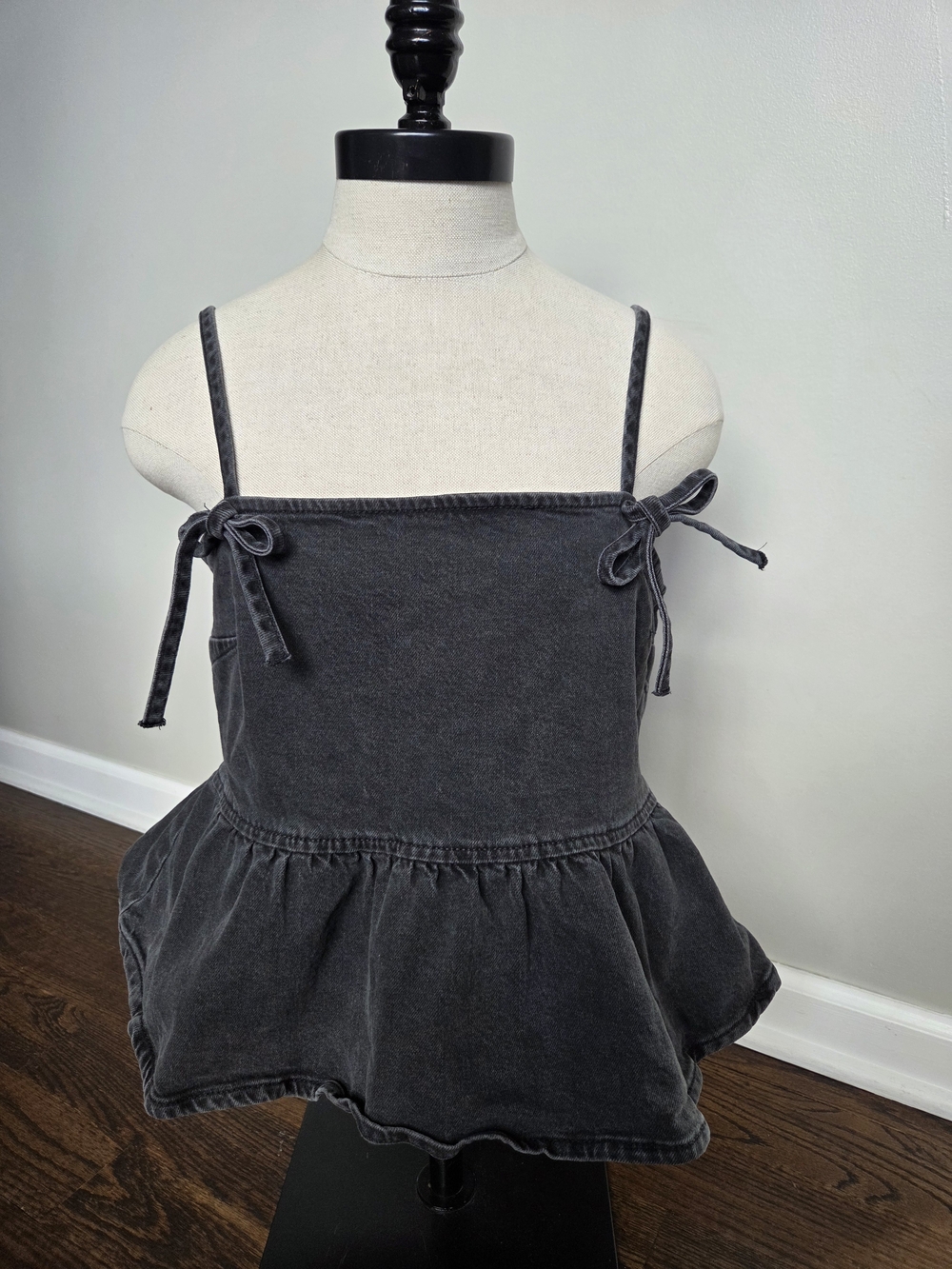 Wild Fable Charcoal Gray Denim Peplum Style Adjustable Strap Top